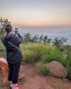 Selfie taking a photo of the sunrise at Lenong
