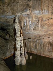 Stalactites and column in the caverns